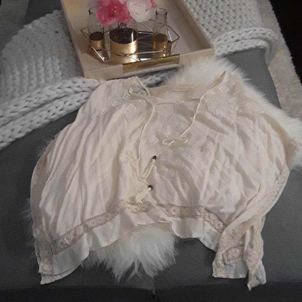 Cream bat wing top